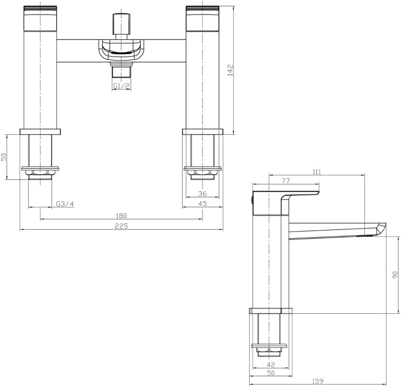 Soft Square Bath Shower Mixer Chrome Finish