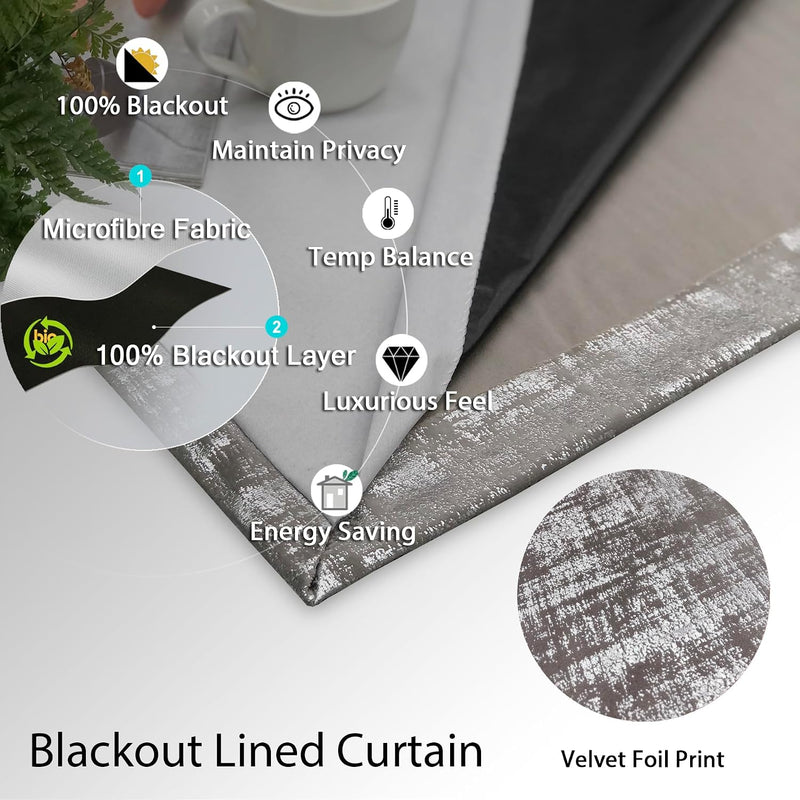 Soft Velvet Curtains 100% Blackout for Window Bedroom