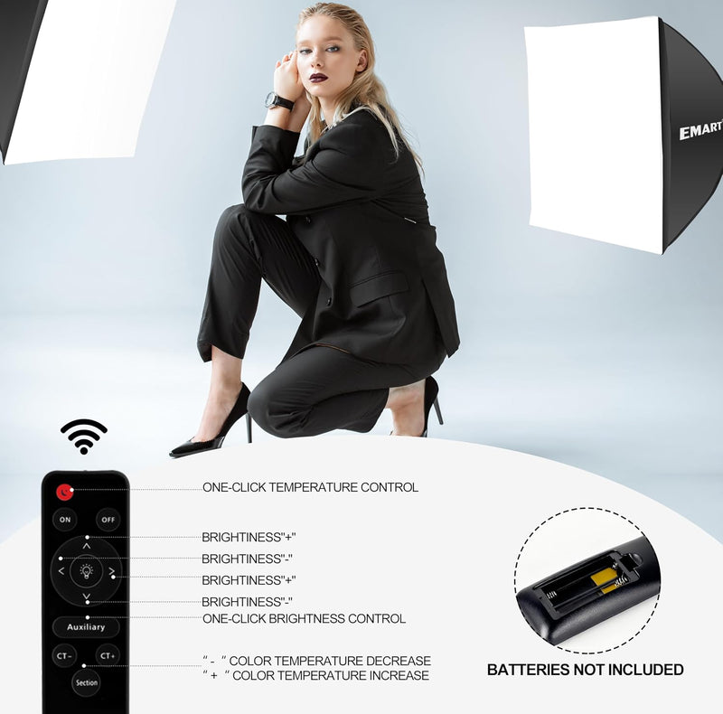 Softbox Lighting Kit 2 Packs Dimmable Soft Box