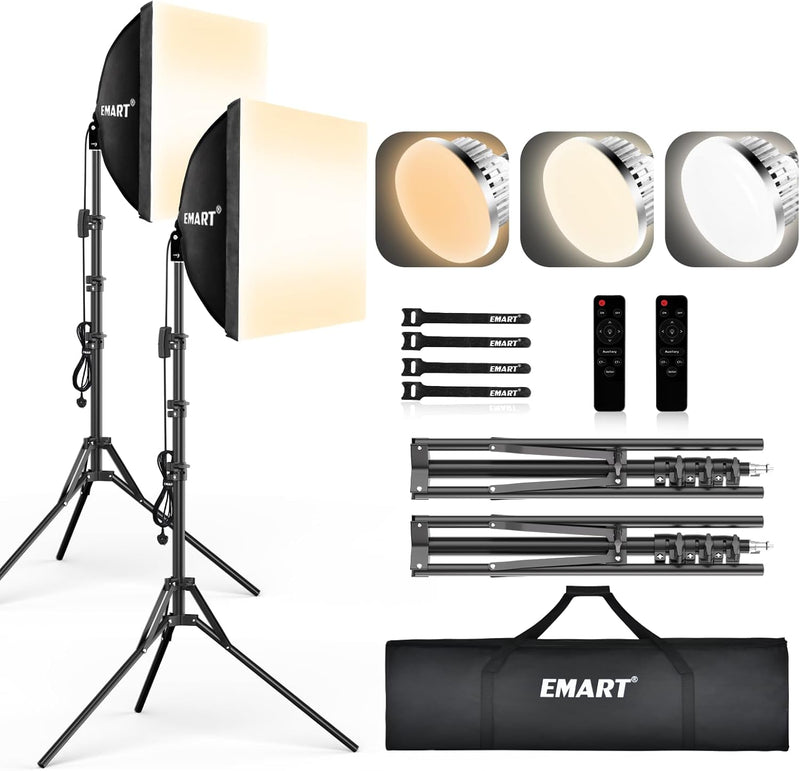 Softbox Lighting Kit 40x40CM Dimmable Soft Box Professional (2 Pack)