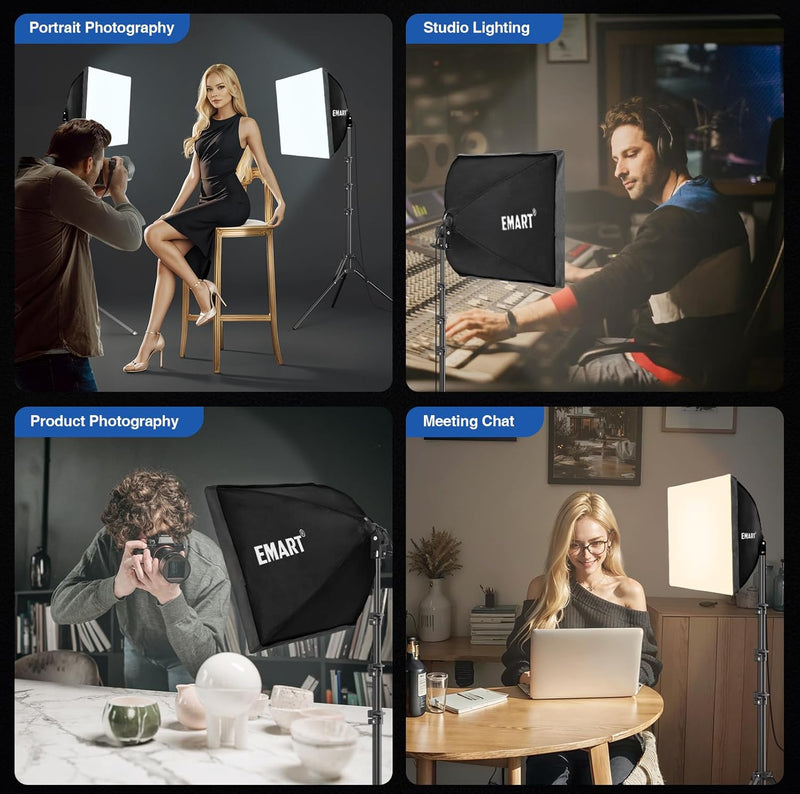 Softbox Lighting Kit 40x40CM Dimmable Soft Box Professional (2 Pack)