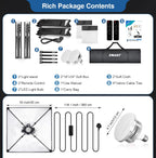Softbox Lighting Kit 40x40CM Dimmable Soft Box Professional (2 Pack)