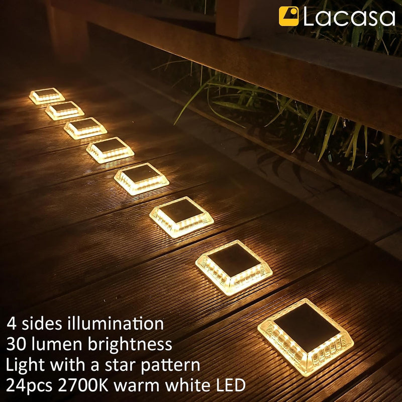 Solar Decking Lights Outdoor Garden 30lm Powered Step (8 Pack)