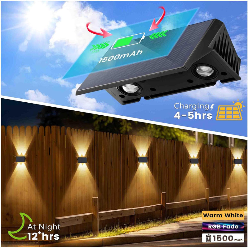 Solar Fence Lights Warm Up Down (12 Pack)