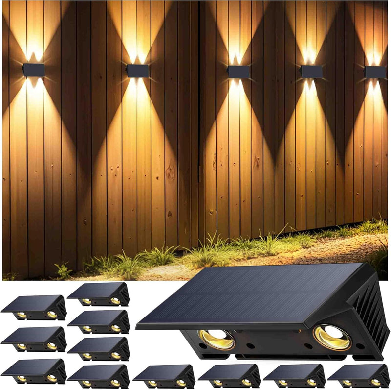 Solar Fence Lights Warm Up Down (12 Pack)