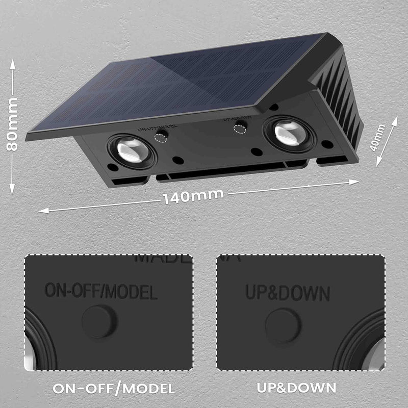 Solar Fence Lights Warm Up Down (12 Pack)