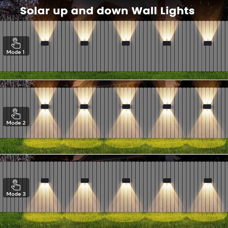 Solar Fence Lights Warm Up Down (12 Pack)