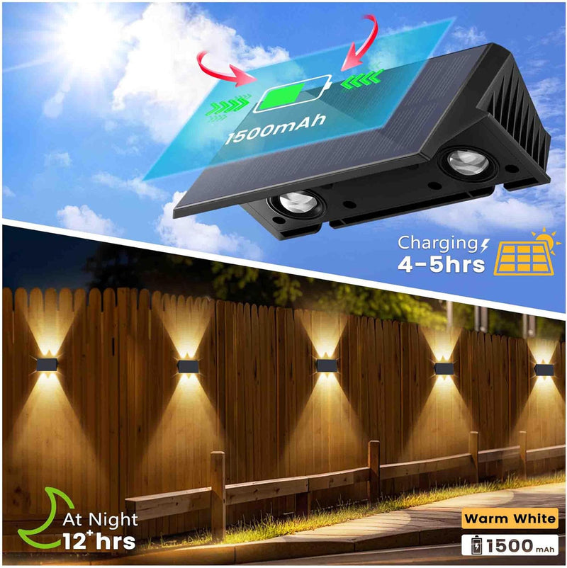 Solar Fence Lights Warm Up Down (12 Pack)