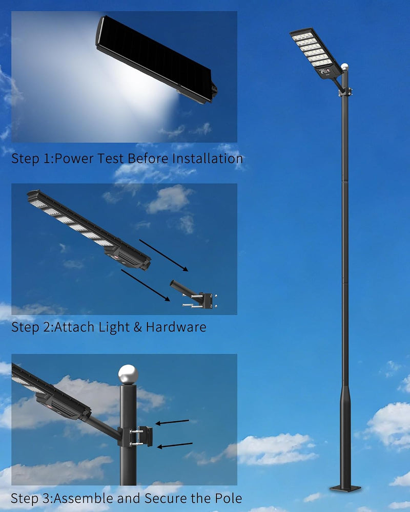 Solar Flood Lights Outdoor 6ah High Power Street (2 Pack)