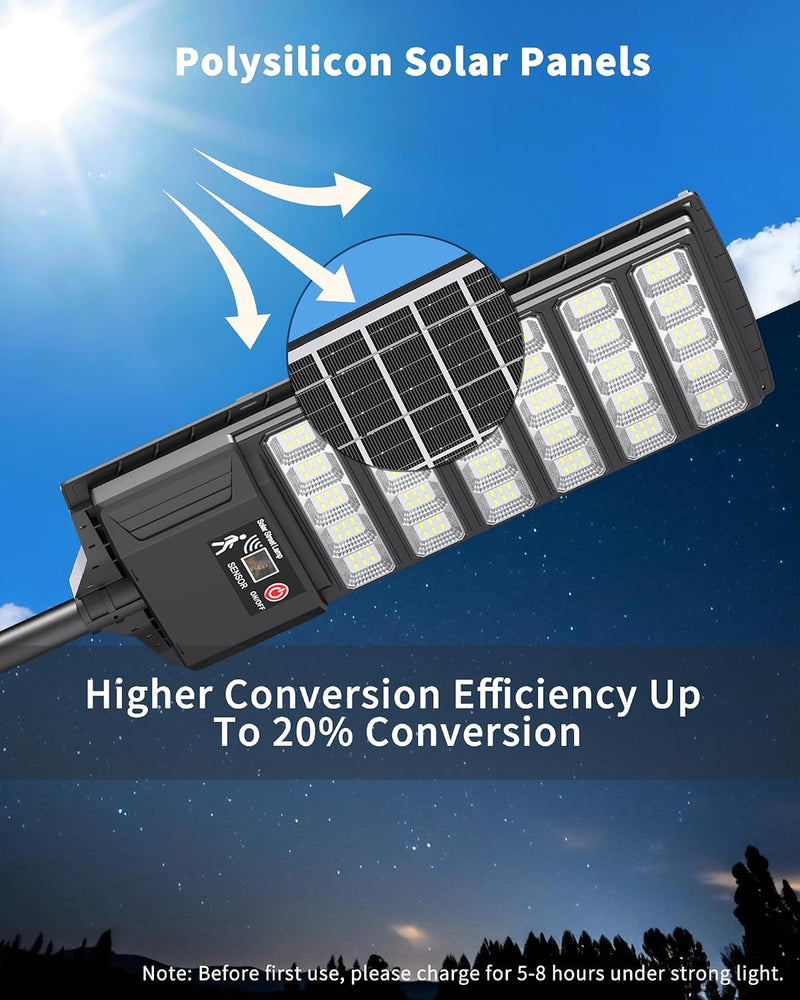 Solar Flood Lights Outdoor 6ah High Power Street (2 Pack)