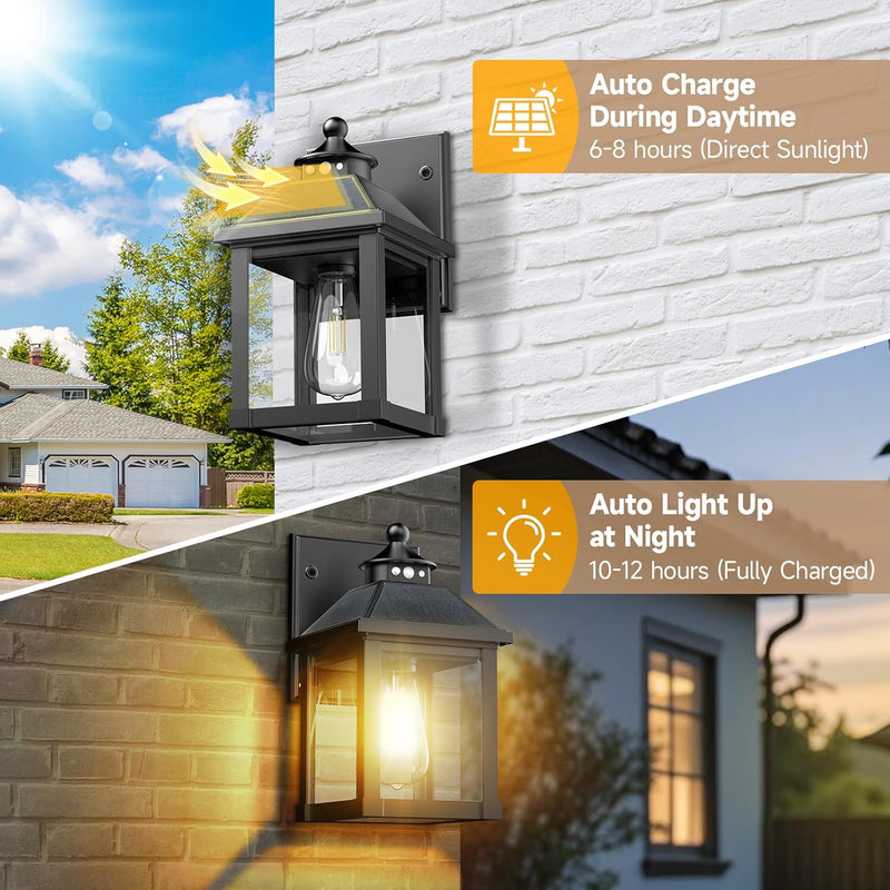 Solar Wall Lights Waterproof Motion Sensor Security Light (2 Pack)