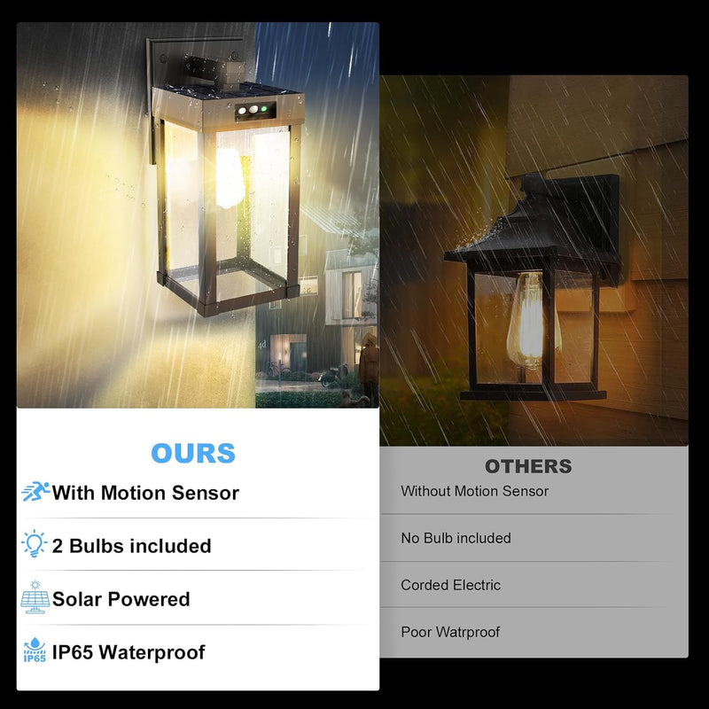 Solar Wall Lights Waterproof Motion Sensor Security Light (2 Pack)