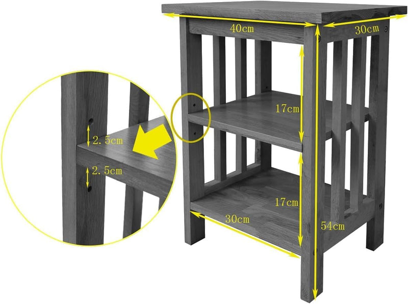 Solid Frame 2 Storage Shelves Night Table Farmhouse
