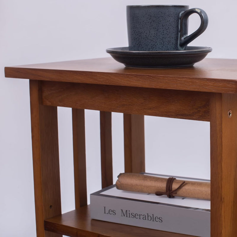 Solid Frame 2 Storage Shelves Night Table Farmhouse