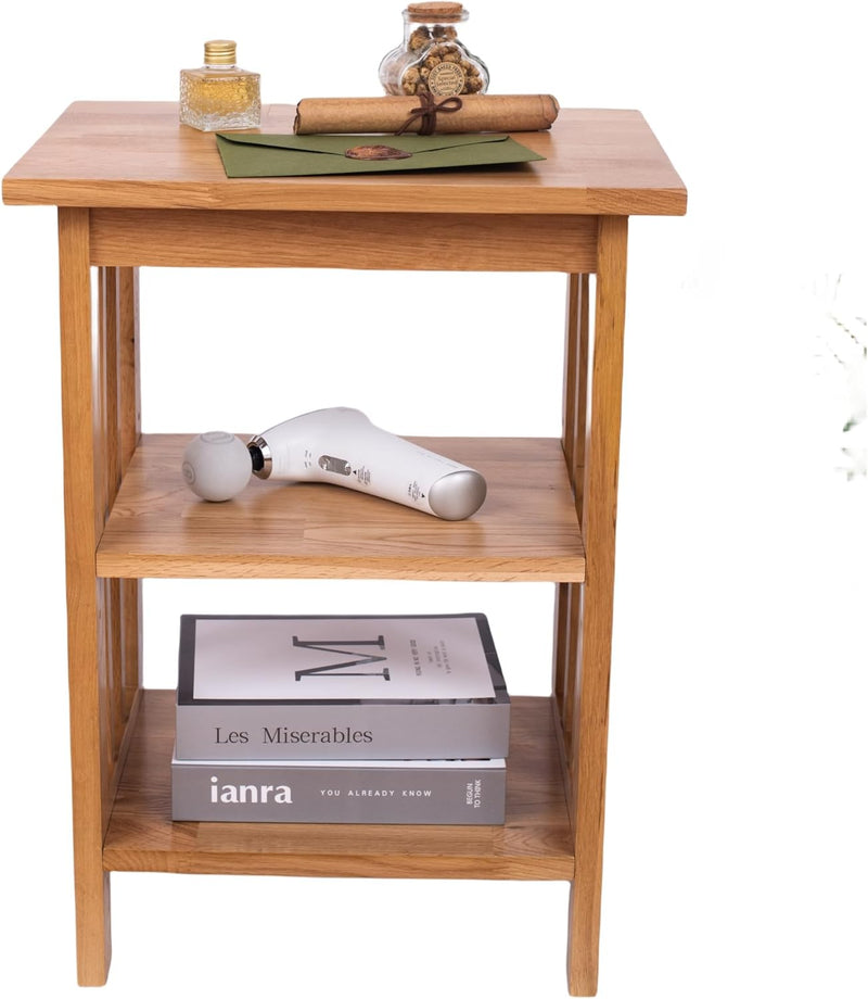 Solid Frame 2 Storage Shelves Night Table Farmhouse