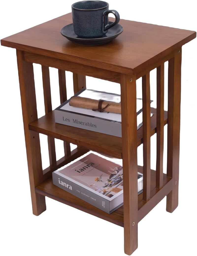 Solid Frame 2 Storage Shelves Night Table Farmhouse