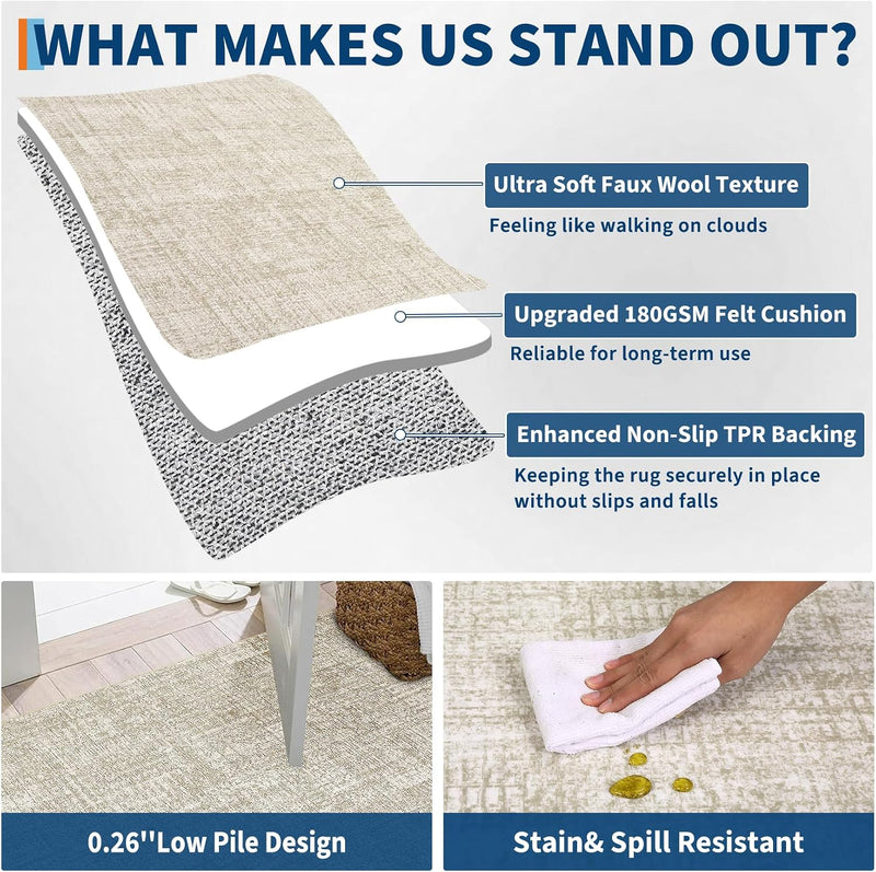 Solid Living Room Rug Visual Texture