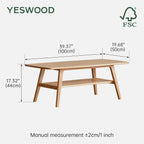 Solid Oak Coffee Table Natural Wood Tone