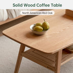 Solid Oak Coffee Table Natural Wood Tone