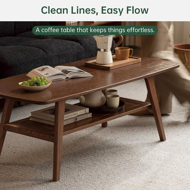 Solid Oak Coffee Table Natural Wood Tone