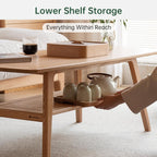 Solid Oak Coffee Table Natural Wood Tone