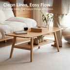 Solid Oak Coffee Table Natural Wood Tone