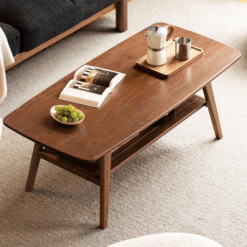 Solid Oak Coffee Table Natural Wood Tone