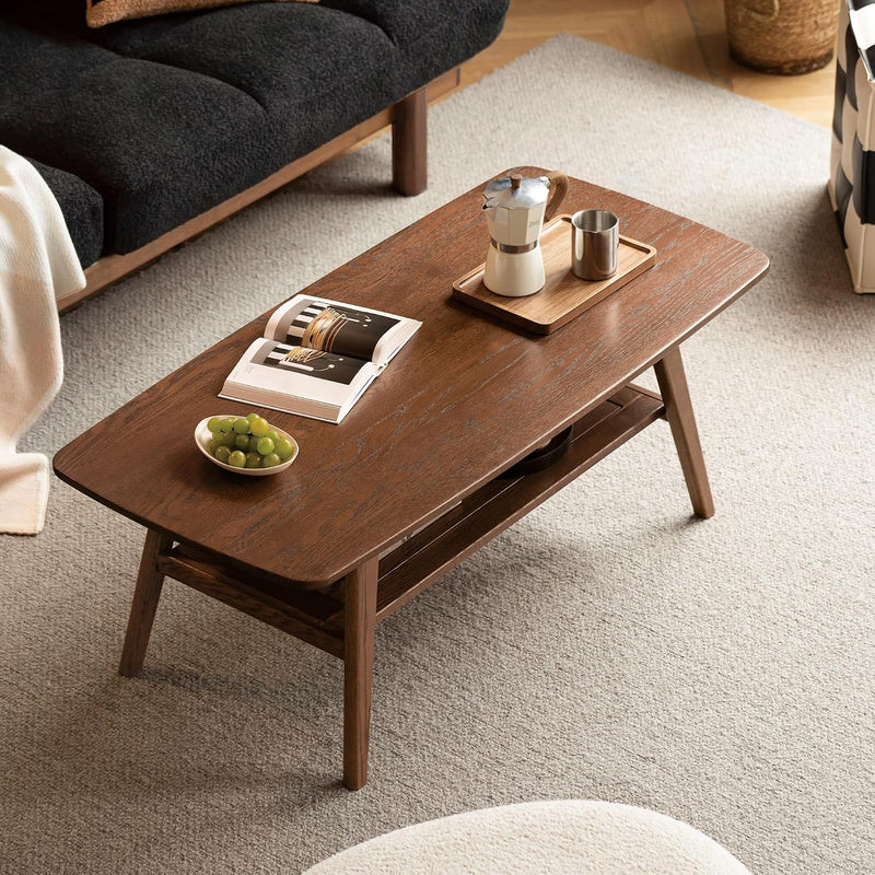 Solid Oak Coffee Table Natural Wood Tone