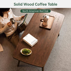 Solid Oak Coffee Table Natural Wood Tone
