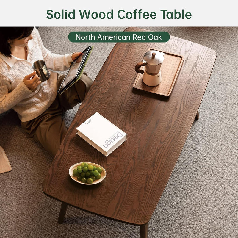 Solid Oak Coffee Table Natural Wood Tone