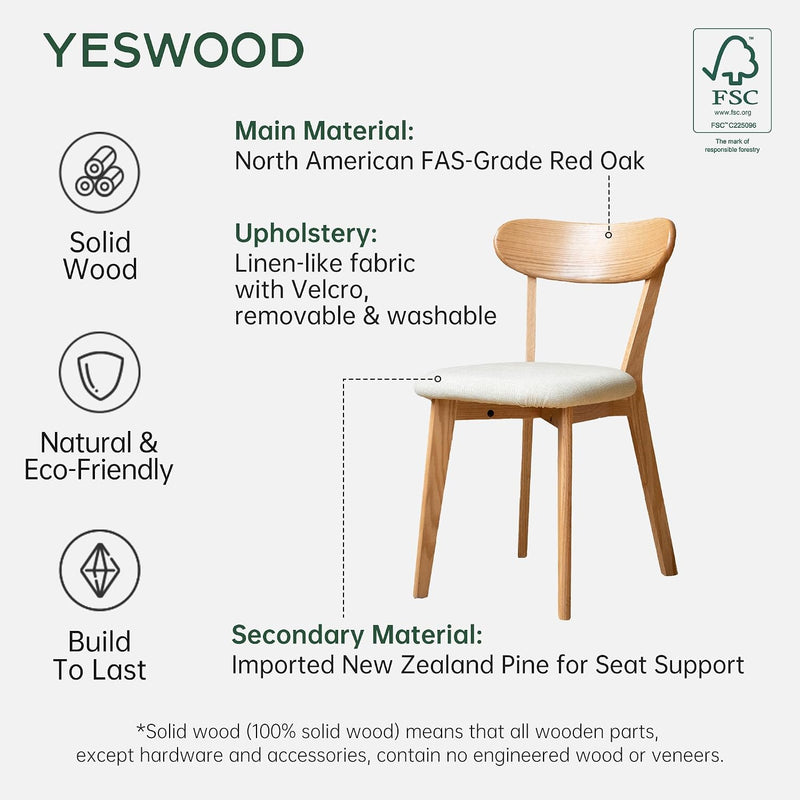 2pcs Modern Solid Dining Chairs Set Upholstered Fabric