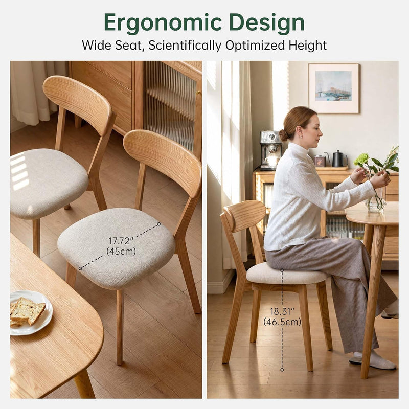 2pcs Modern Solid Dining Chairs Set Upholstered Fabric
