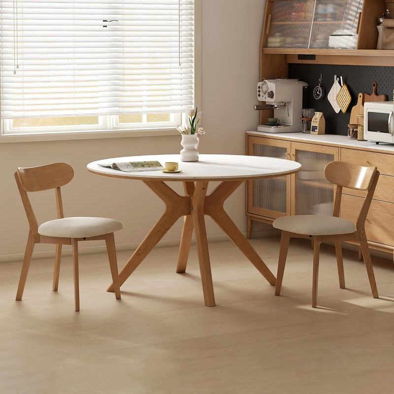 2pcs Modern Solid Dining Chairs Set Upholstered Fabric