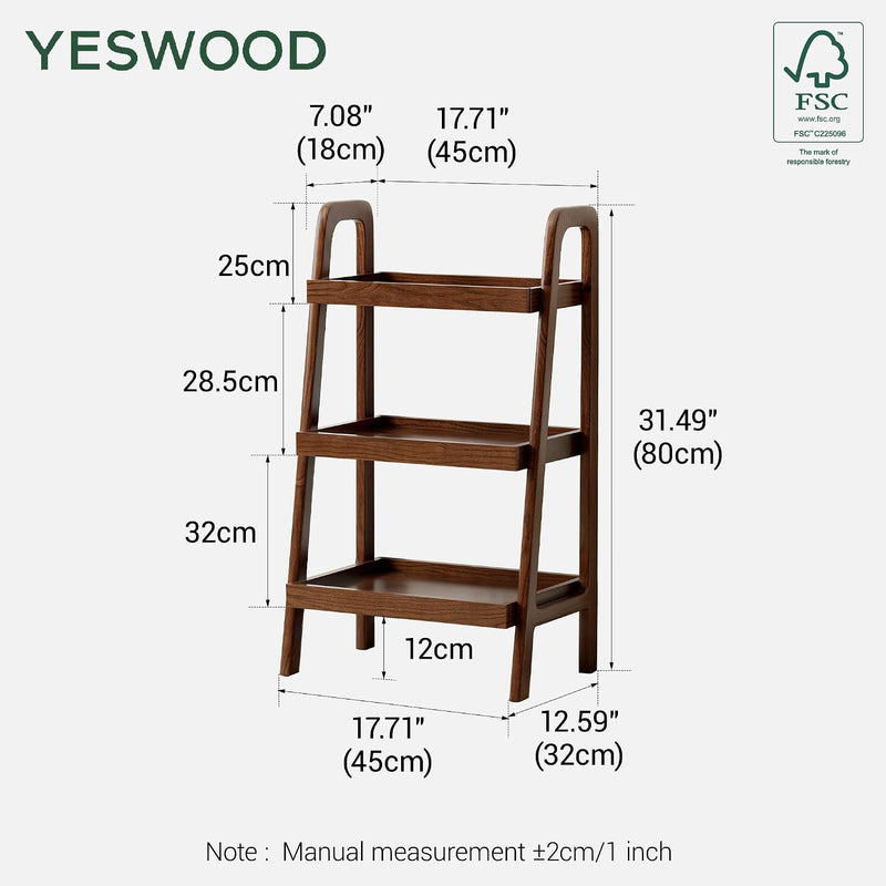 Solid Oak End Table with 3 Tier Storage