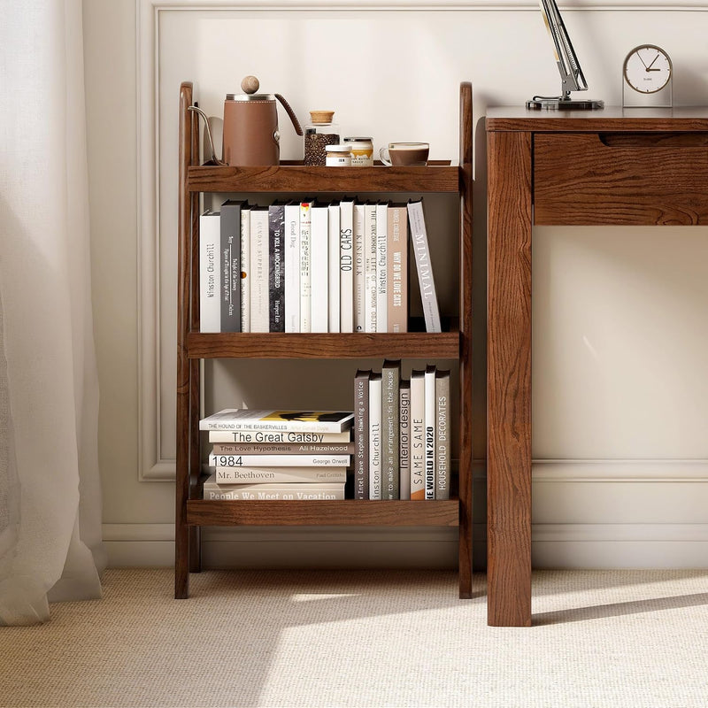 Solid Oak End Table with 3 Tier Storage