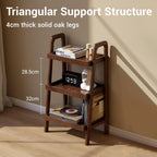 Solid Oak End Table with 3 Tier Storage