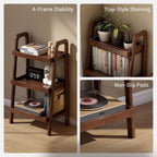 Solid Oak End Table with 3 Tier Storage