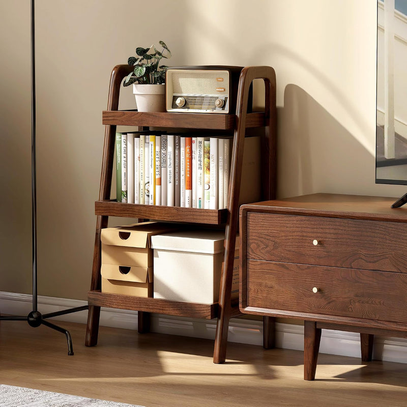 Solid Oak End Table with 3 Tier Storage