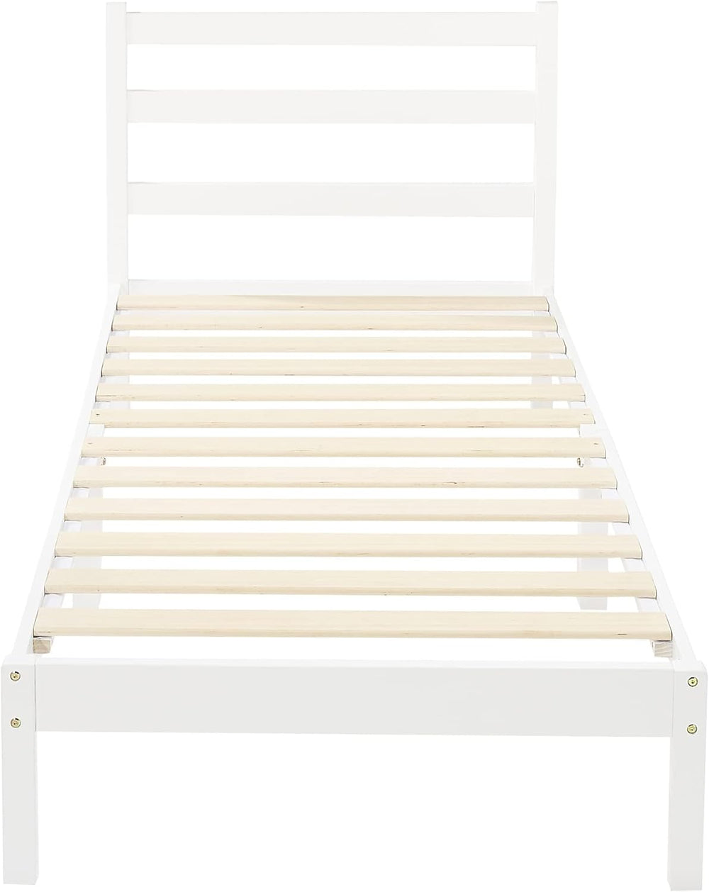 Solid Pine Wood Platform Bed Frame with Ribbed