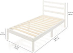 Solid Pine Wood Platform Bed Frame with Ribbed