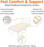 Solid Pine Wood Platform Bed Frame with Ribbed
