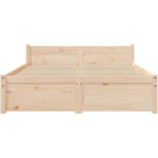 Solid Pinewood Bed Frame Wooden Bedstead with Headboard