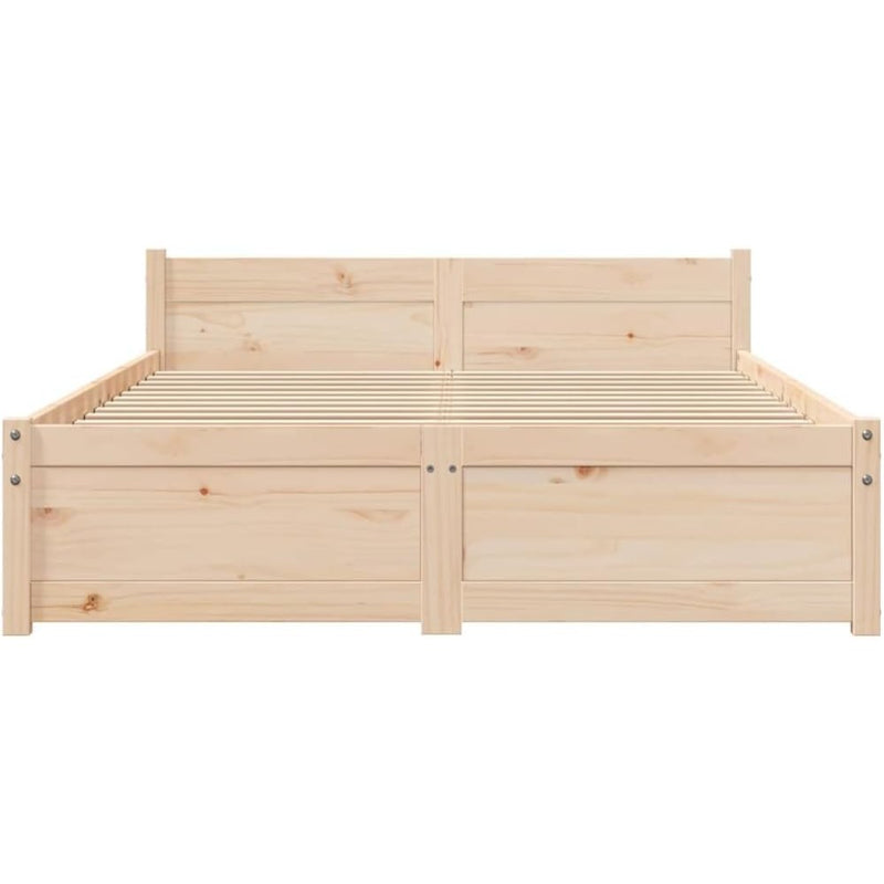 Solid Pinewood Bed Frame Wooden Bedstead with Headboard