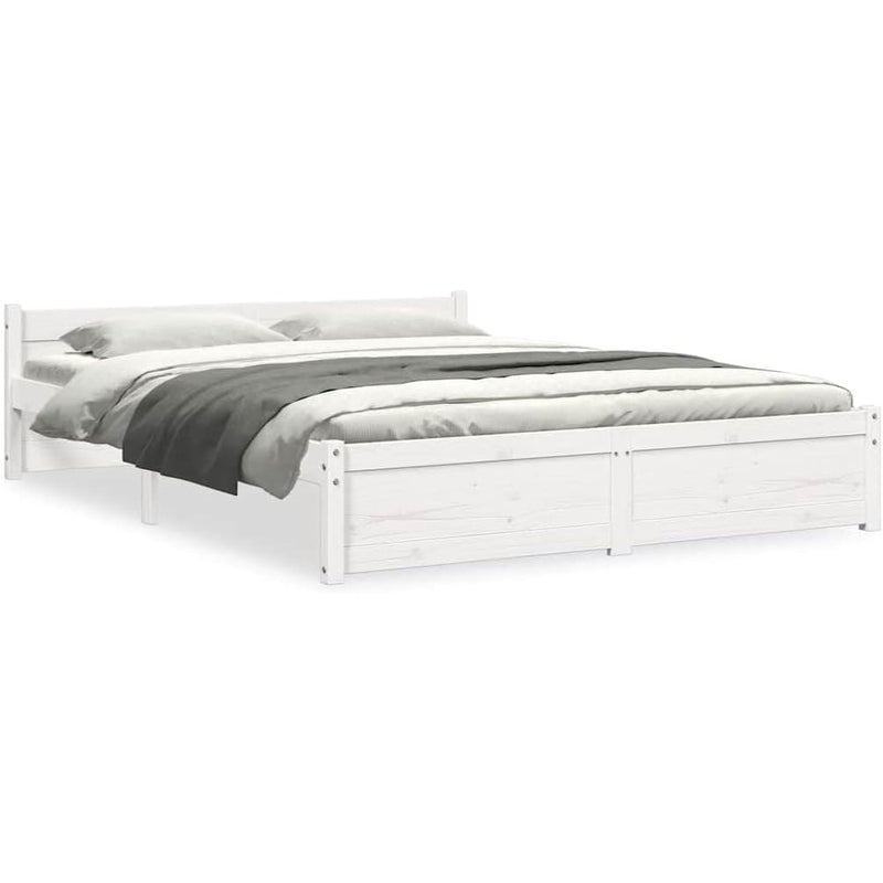 Solid Pinewood Bed Frame Wooden Bedstead with Headboard