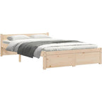 Solid Pinewood Bed Frame Wooden Bedstead with Headboard