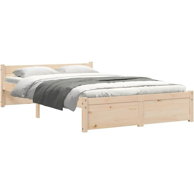 Solid Pinewood Bed Frame Wooden Bedstead with Headboard