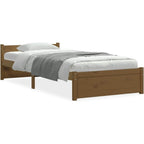 Solid Pinewood Bed Frame Wooden Bedstead with Headboard