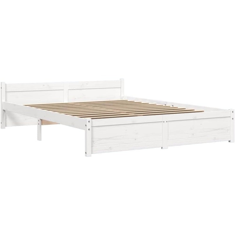 Solid Pinewood Bed Frame Wooden Bedstead with Headboard