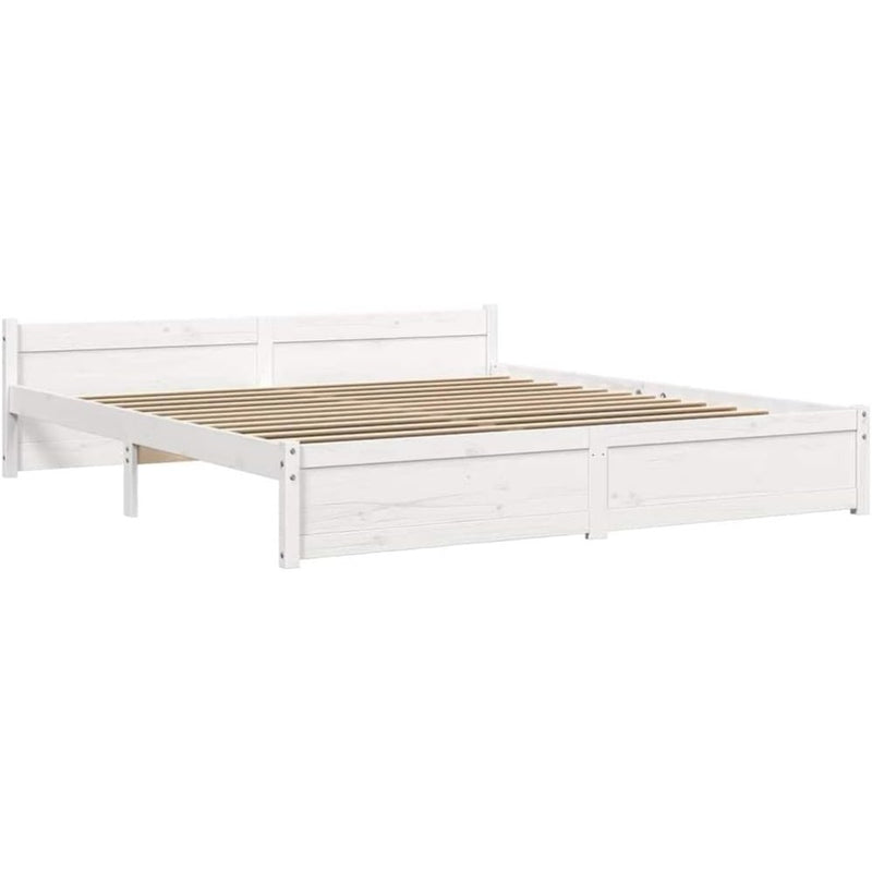 Solid Pinewood Bed Frame Wooden Bedstead with Headboard