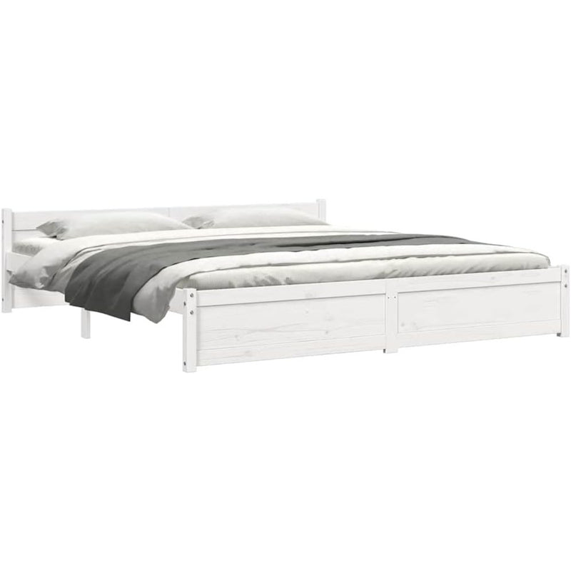 Solid Pinewood Bed Frame Wooden Bedstead with Headboard